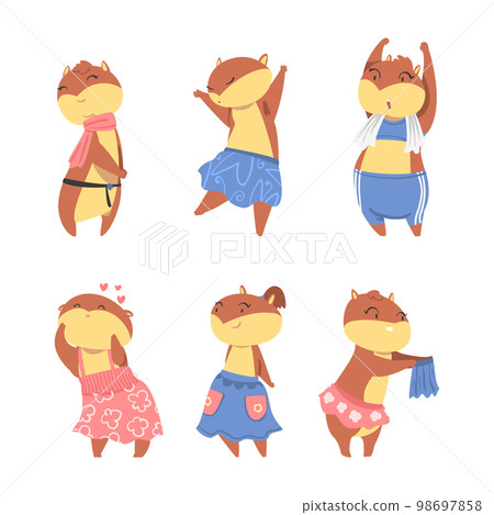 Cute Hamster Character Engaged in Different Activity Vector Set 98697858