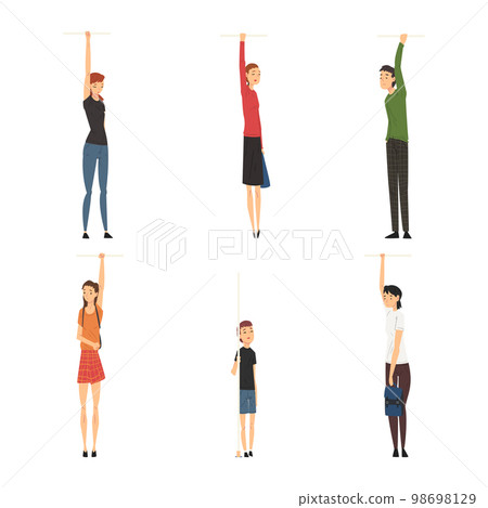 People Characters Holding Handle or Rail in Public Transport Vector Set People Characters Holding Handle or Rail in Public Transport Vector Set 98698129