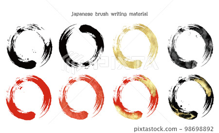 Circular gold leaf and ink brushstroke frame collection 98698892