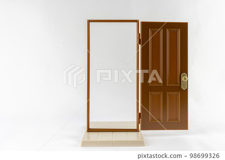brown entrance door and white background 98699326