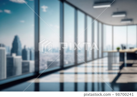 Blur background of empty modern office background in city center . Workspace interior design . 98700241
