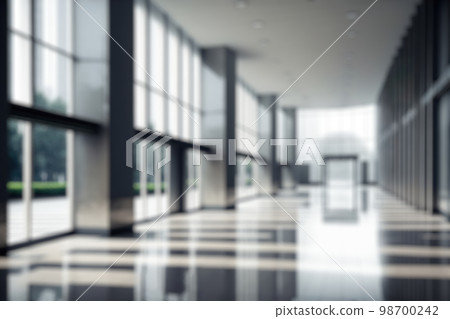 Blur background of empty entrance hall of modern public station or large convention center lobby 98700242