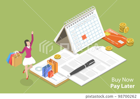 3D Isometric Flat Vector Conceptual Illustration of Buy Now Pay Later 3D Isometric Flat Vector Conceptual Illustration of Buy Now Pay Later 98700262