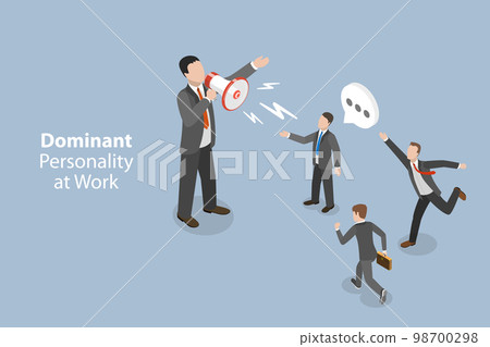 3D Isometric Flat Vector Conceptual Illustration of Dominant Personality At Work 3D Isometric Flat Vector Conceptual Illustration of Dominant Personality At Work 98700298