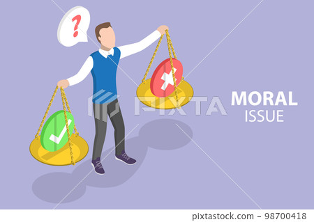 3D Isometric Flat Vector Conceptual Illustration of Moral Issue 98700418