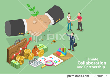 3D Isometric Flat Vector Conceptual Illustration of Climate Collaboration And Partnership 98700493