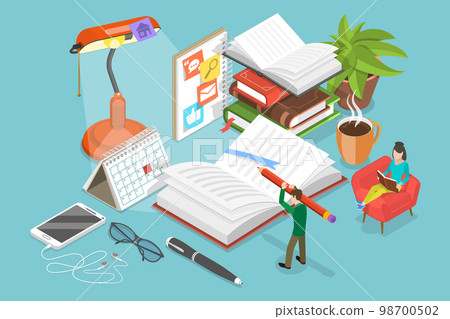 3D Isometric Flat Vector Conceptual Illustration of Writing Notebook 98700502