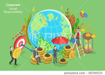 3D Isometric Flat Vector Conceptual Illustration of Corporate Social Responsibility 98700525
