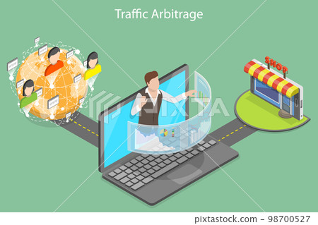 3D Isometric Flat Vector Conceptual Illustration of Traffic Arbitrage 98700527