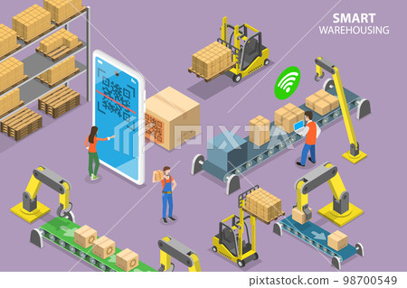 3D Isometric Flat Vector Conceptual Illustration of Smart Warehousing 98700549