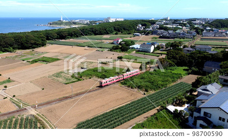 Choshi Electric Railway Ashikajima Station-Kimigahama Station Aerial view Choshi Electric Railway Ashikajima Station-Kimigahama Station Aerial view 98700590