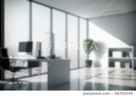 Blur background of empty modern office background in city center . Workspace interior design . 98700599