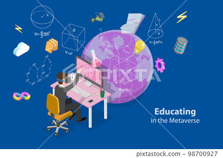 3D Isometric Flat Vector Conceptual Illustration of Educating In The Metaverse 98700927