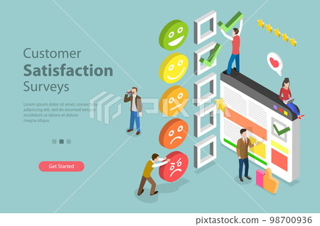3D Isometric Flat Vector Conceptual Illustration of Customer Satisfaction Surveys 3D Isometric Flat Vector Conceptual Illustration of Customer Satisfaction Surveys 98700936