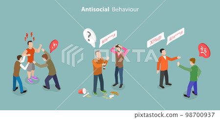 3D Isometric Flat Vector Conceptual Illustration of Antisocial Behaviour 98700937