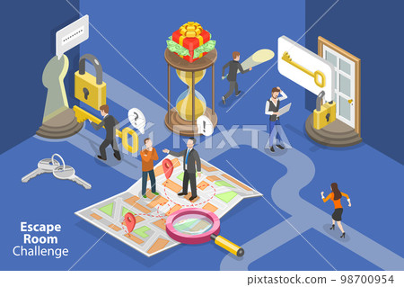 3D Isometric Flat Vector Conceptual Illustration of Escape Room Challenge 3D Isometric Flat Vector Conceptual Illustration of Escape Room Challenge 98700954