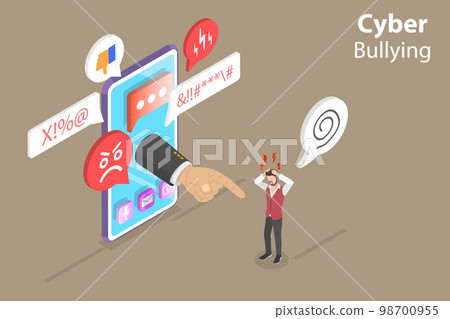3D Isometric Flat Vector Conceptual Illustration of Cyber Bullying 98700955