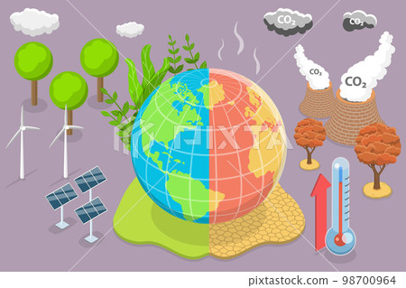 3D Isometric Flat Vector Conceptual Illustration of Greenhouse Effect 98700964