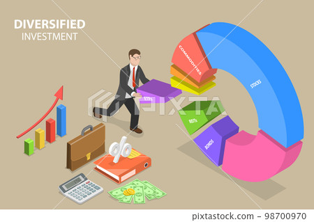 3D Isometric Flat Vector Conceptual Illustration of Diversified Investment Portfolio 3D Isometric Flat Vector Conceptual Illustration of Diversified Investment Portfolio 98700970
