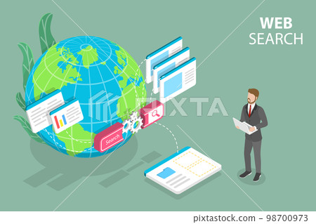 3D Isometric Flat Vector Conceptual Illustration of Web Search 98700973