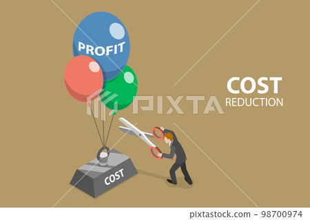 3D Isometric Flat Vector Conceptual Illustration of Cost Reduction Strategy 3D Isometric Flat Vector Conceptual Illustration of Cost Reduction Strategy 98700974