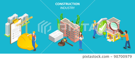 3D Isometric Flat Vector Conceptual Illustration of Building Industry 98700979