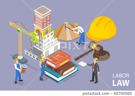 3D Isometric Flat Vector Conceptual Illustration of Labor Law 98700988