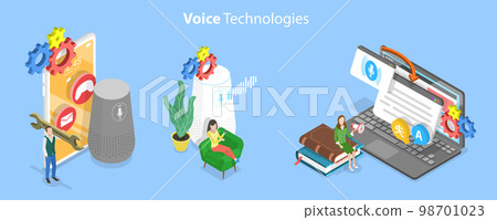 3D Isometric Flat Vector Conceptual Illustration of Voice Control Technologies 98701023