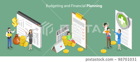 3D Isometric Flat Vector Conceptual Illustration of Budgeting And Financial Planning 98701031