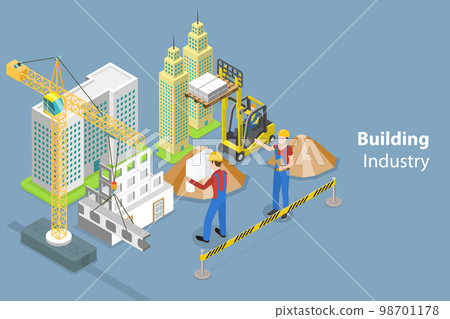 3D Isometric Flat Vector Conceptual Illustration of Building Industry 98701178