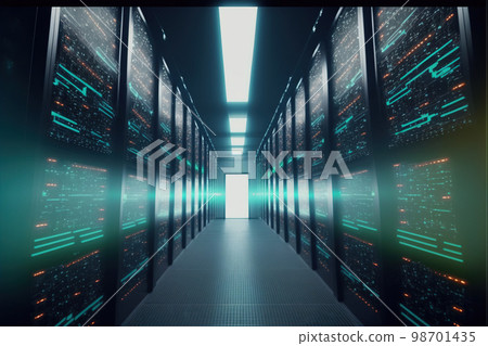 Corridor of data center with racks of server...-插圖素材 [98701435] - PIXTA圖庫