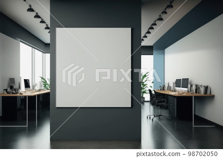 Empty advertising billboard frame on wall in office lobby copy space for mock up 98702050