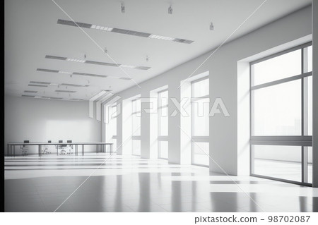 Empty modern office background . Workspace interior design white color . 98702087