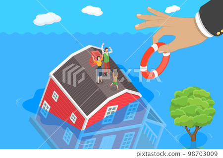 3D Isometric Flat Vector Conceptual Illustration of Underwater Mortgage 98703009