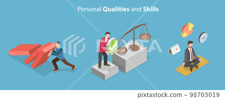 3D Isometric Flat Vector Conceptual Illustration of Personal Qualities And Skills 3D Isometric Flat Vector Conceptual Illustration of Personal Qualities And Skills 98703019