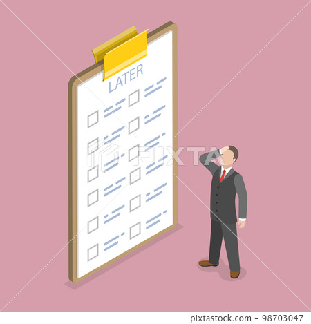 3D Isometric Flat Vector Conceptual Illustration of Delayed Task List 3D Isometric Flat Vector Conceptual Illustration of Delayed Task List 98703047