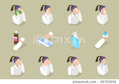3D Isometric Flat Vector Conceptual Illustration of Make Up Removal 98703056