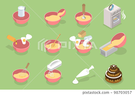 3D Isometric Flat Vector Conceptual Illustration of Baking Ingredients 3D Isometric Flat Vector Conceptual Illustration of Baking Ingredients 98703057