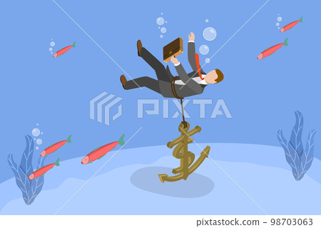 3D Isometric Flat Vector Conceptual Illustration of Business Fail 3D Isometric Flat Vector Conceptual Illustration of Business Fail 98703063