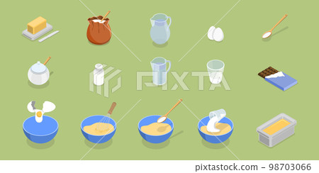 3D Isometric Flat Vector Conceptual Illustration of Bakery Ingredients Set 98703066