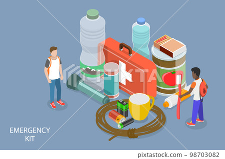 3D Isometric Flat Vector Conceptual Illustration of Emergency Kit 3D Isometric Flat Vector Conceptual Illustration of Emergency Kit 98703082