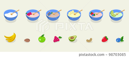 3D Isometric Flat Vector Conceptual Illustration of Cereal Breakfast 3D Isometric Flat Vector Conceptual Illustration of Cereal Breakfast 98703085