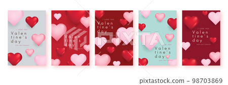 Set of Valentine's day sale poster or banner background. Vector illustration. Set of Valentine's day sale poster or banner background. Vector illustration. 98703869