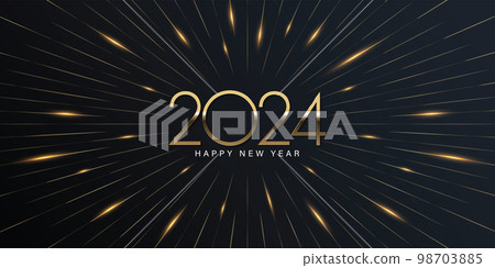2024 Happy New Year elegant design - vector illustration of golden 2024 logo numbers on black background - perfect typography for 2024 save the date luxury designs and new year celebration. 2024 Happy New Year elegant design - vector illustration of golden 2024 logo numbers on black background - perfect typography for 2024 save the date luxury designs and new year celebration. 98703885