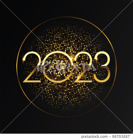 2023 Happy New Year and Merry Christmas Abstract shiny color gold circle design element 2023 Happy New Year and Merry Christmas Abstract shiny color gold circle design element 98703887