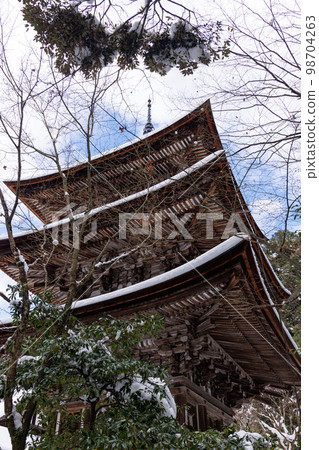 江東三山、西明寺、三層塔、雪景 98704263