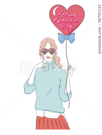 Valentine's image Adult cute woman with permed hair 98705242