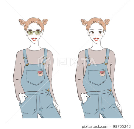 Fashionable female overalls in casual fashion Fashionable female overalls in casual fashion 98705243