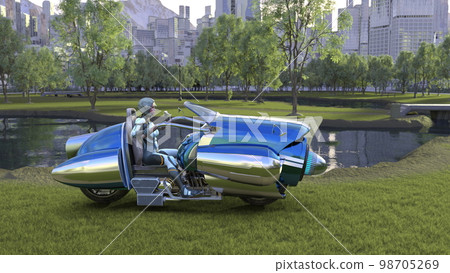 Cyberwoman on a spaceship 98705269