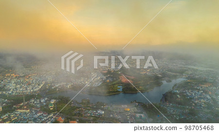 Aerial view of Xuan Huong lake Da Lat city, Vietnam. Aerial view of Xuan Huong lake Da Lat city, Vietnam. 98705468